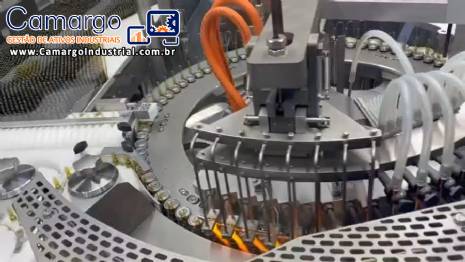 Envasadora rotativa com seladora e t�nel de despirogeniza��o esteriliza��o para ampolas de vidro injet�veis em inox 316L Bausch com CFR 21 ano 2022